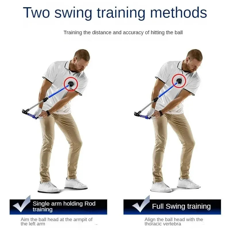 Folding Golf Swing Trainer with Adjustable Length and Angle for Left- or Right-Handed Golfers