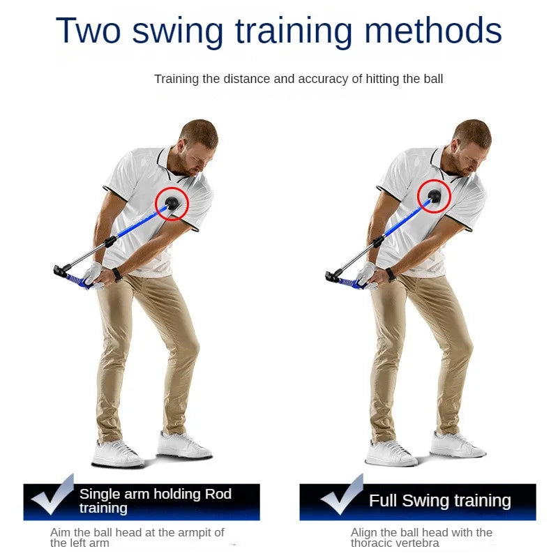 Folding Golf Swing Trainer with Adjustable Length and Angle for Left- or Right-Handed Golfers