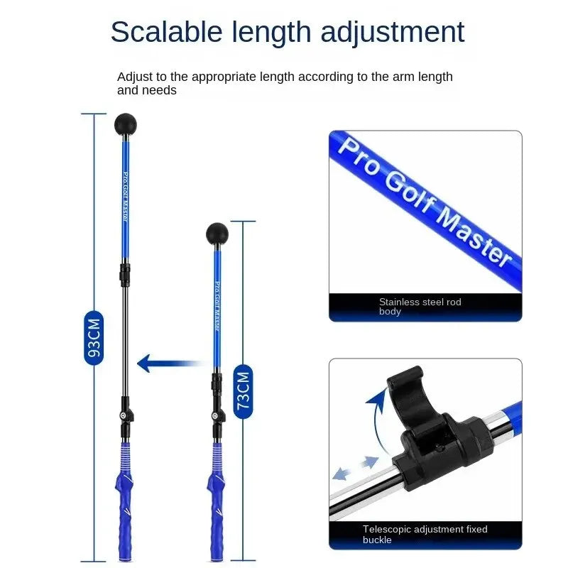 Folding Golf Swing Trainer with Adjustable Length and Angle for Left- or Right-Handed Golfers