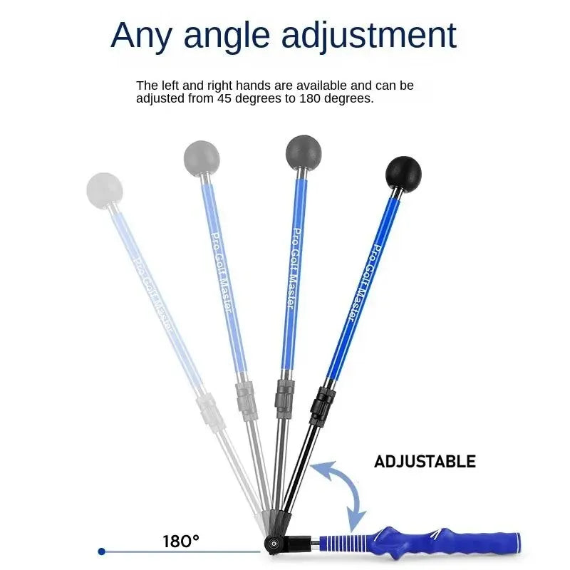 Folding Golf Swing Trainer with Adjustable Length and Angle for Left- or Right-Handed Golfers