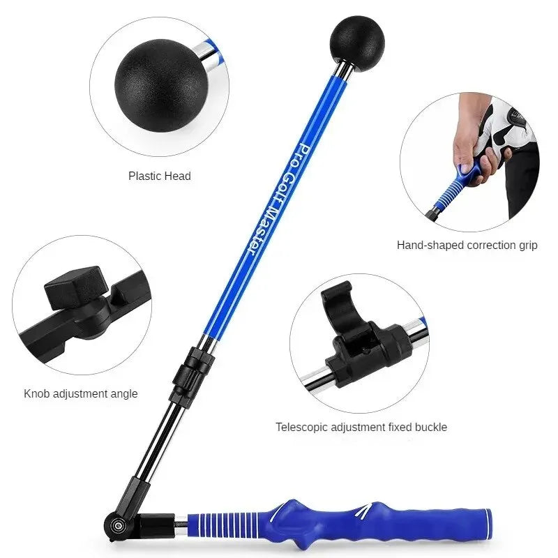 Folding Golf Swing Trainer with Adjustable Length and Angle for Left- or Right-Handed Golfers