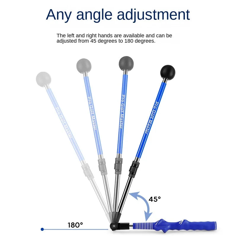 Folding Golf Swing Trainer with Adjustable Length and Angle for Left- or Right-Handed Golfers