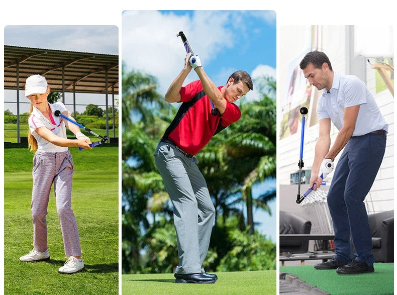 Folding Golf Swing Trainer with Adjustable Length and Angle for Left- or Right-Handed Golfers