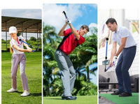 Folding Golf Swing Trainer with Adjustable Length and Angle for Left- or Right-Handed Golfers
