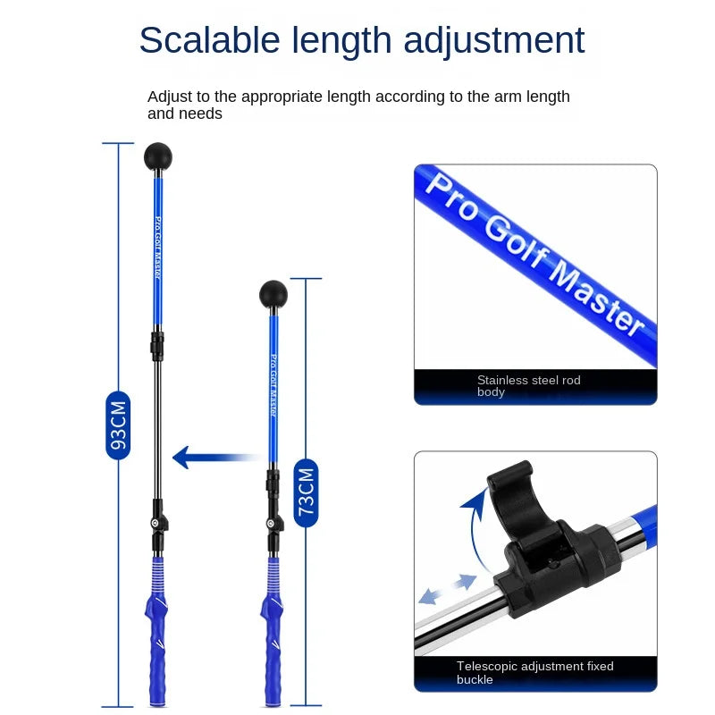 Folding Golf Swing Trainer with Adjustable Length and Angle for Left- or Right-Handed Golfers
